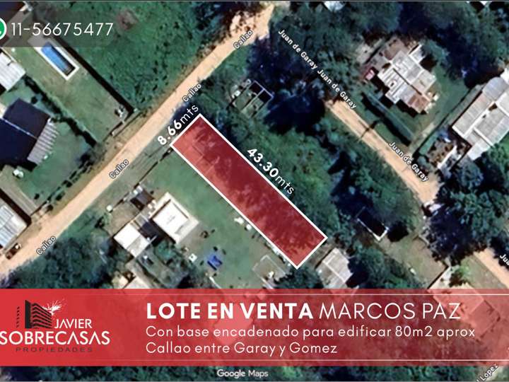 Terreno en venta en Juan de Garay, 954, Marcos Paz