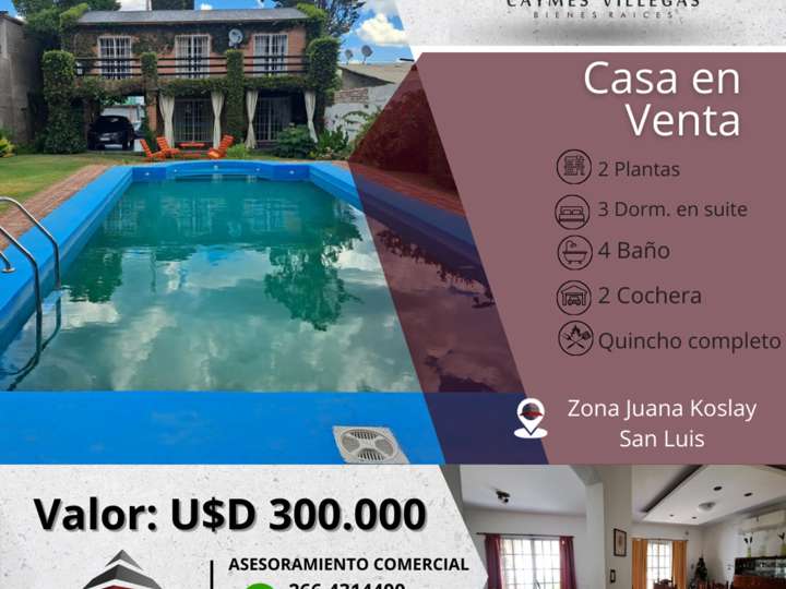 Casa en venta en Avenida del Viento Chorrillero, Juana Koslay