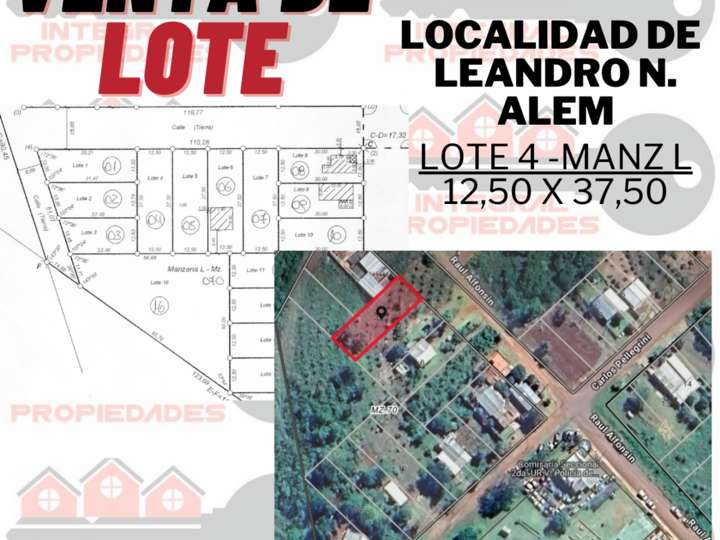 Terreno en venta en Leandro N. Alem