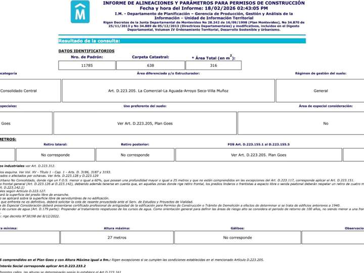 Terreno en venta en Isidoro de María, Montevideo