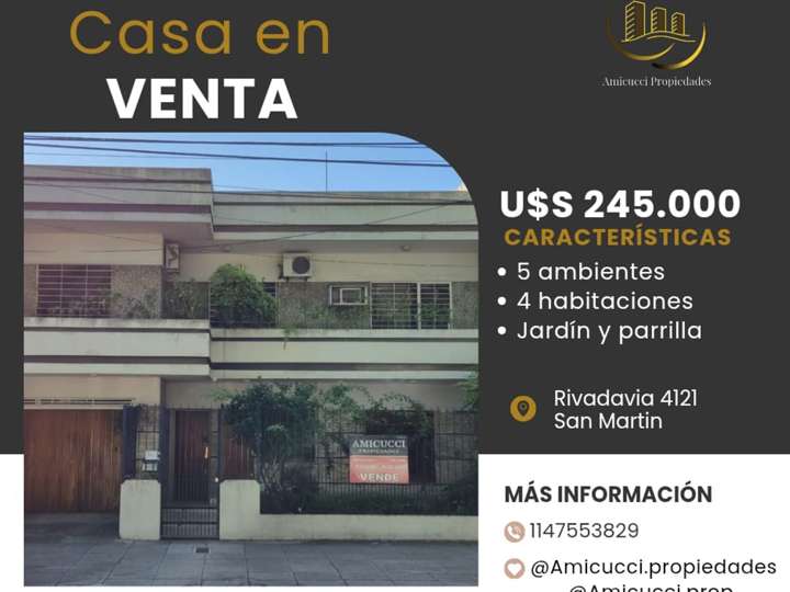 Casa en venta en 60 - Presidente Bernardino Rivadavia, 4113, Ciudad del Libertador General San Martín
